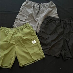 Men's Casual Shorts - Black, Gray, and Green